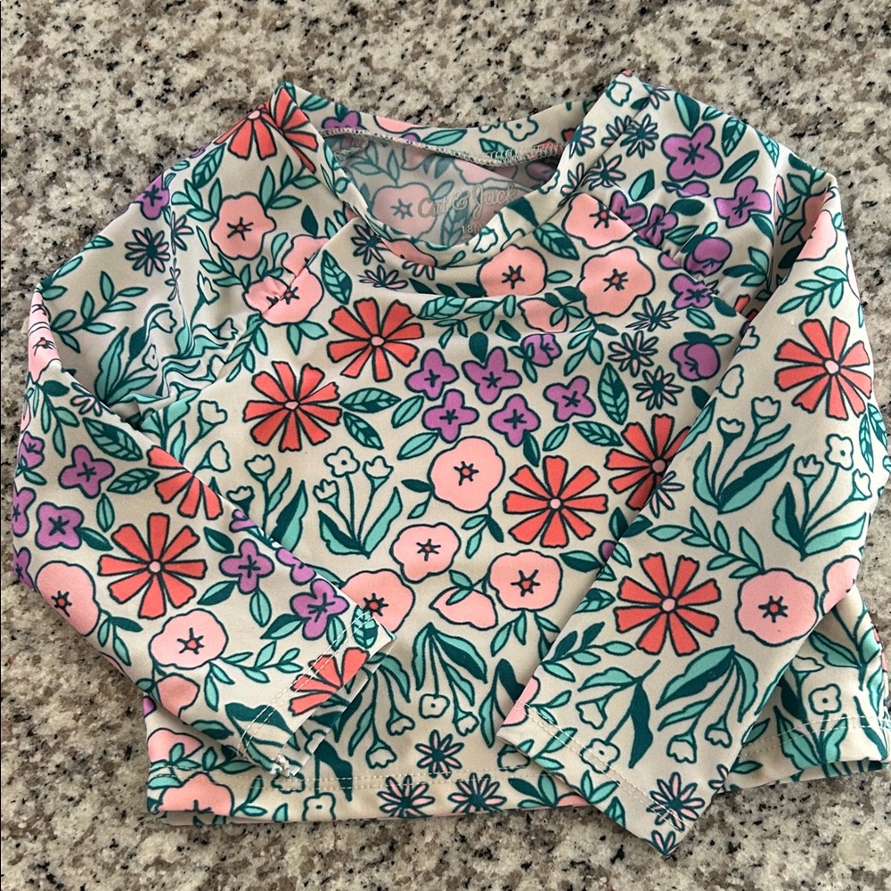 Cat & Jack Floral Toddler Kids Rashguard - Pink, Purple, Green